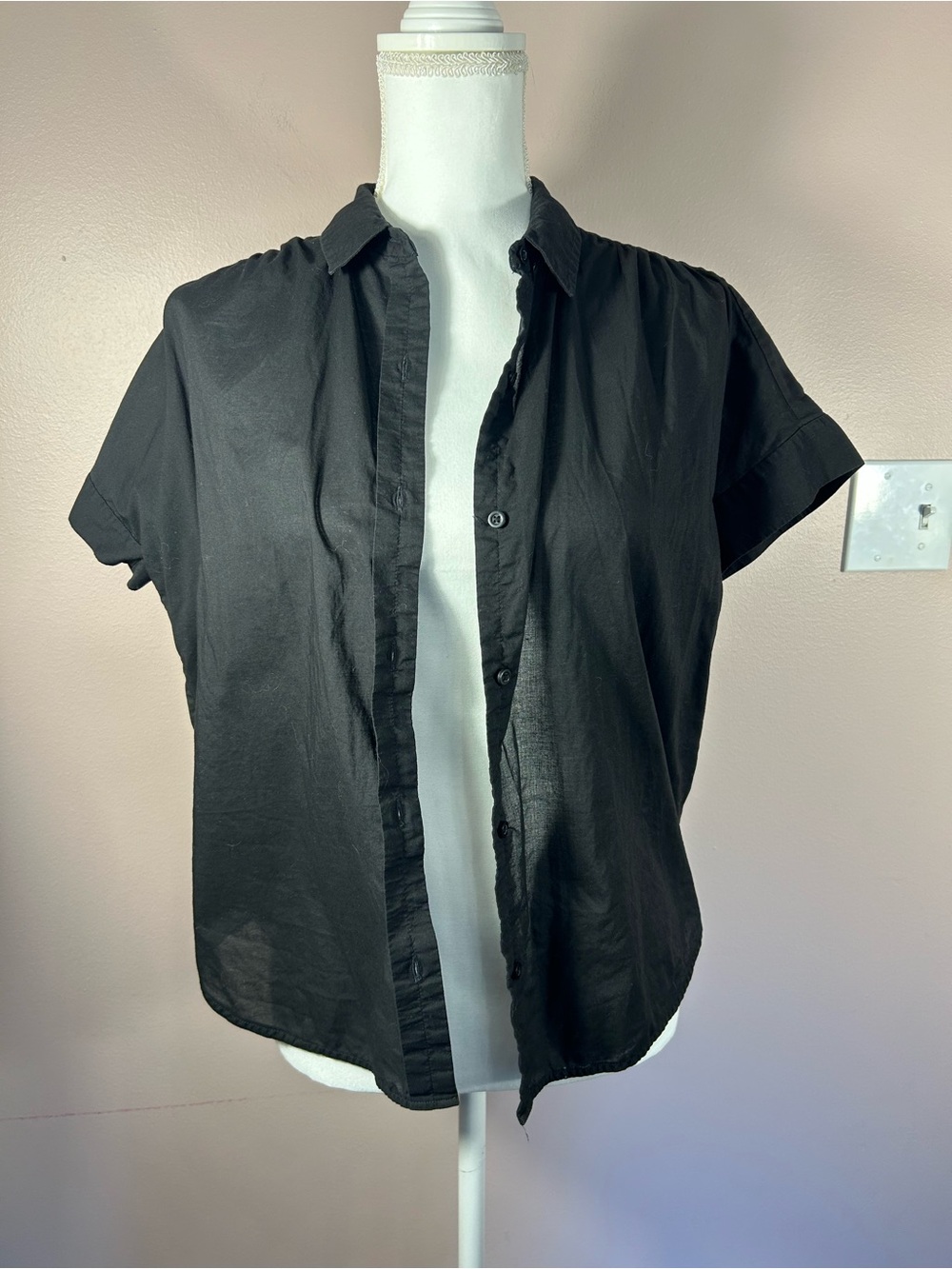 Everlane Black Short-Sleeve Casual Button-Down Shirt